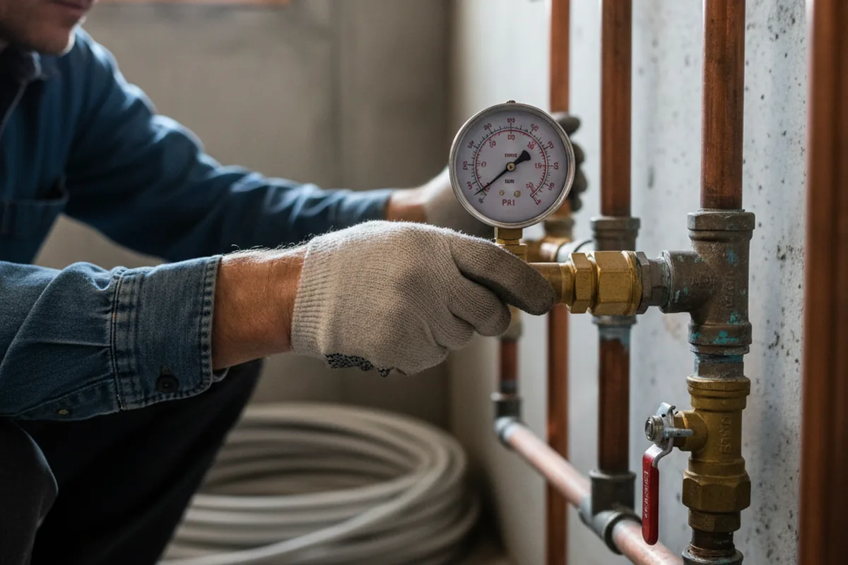 Pressure testing a repaired line during Water Line Repair in Kent